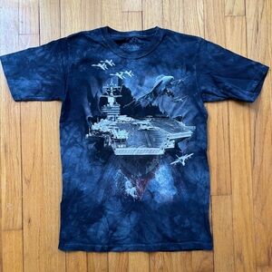 Youth Kids “The Mountain” T Shirt Pearl Harbor Hawaii Large Navy